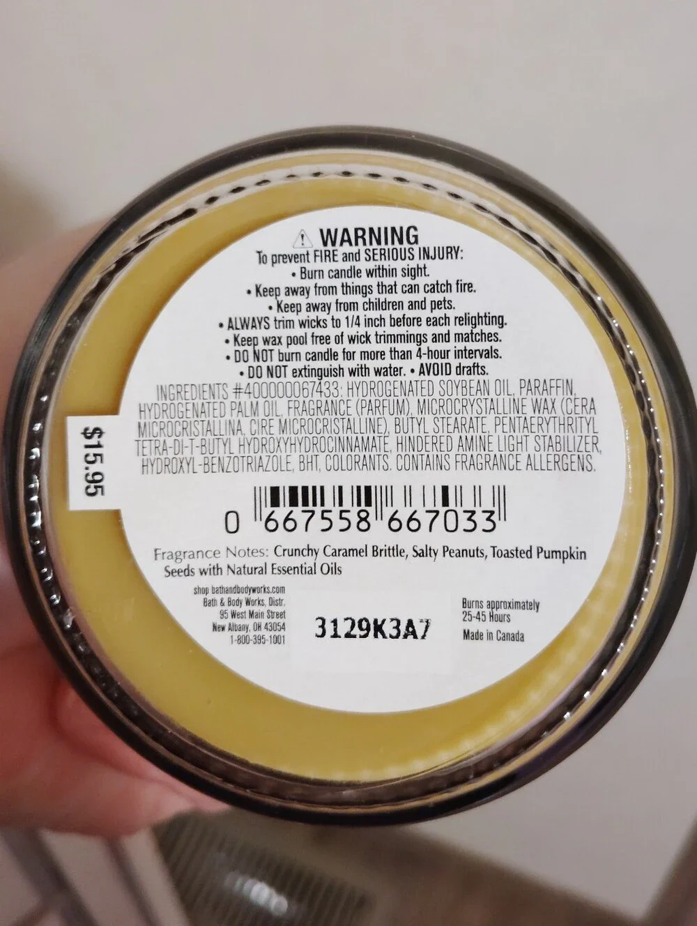 New Fresh Rare Bath & Body Works Pumpkin Peanut Brittle Single Wick Mason Candle